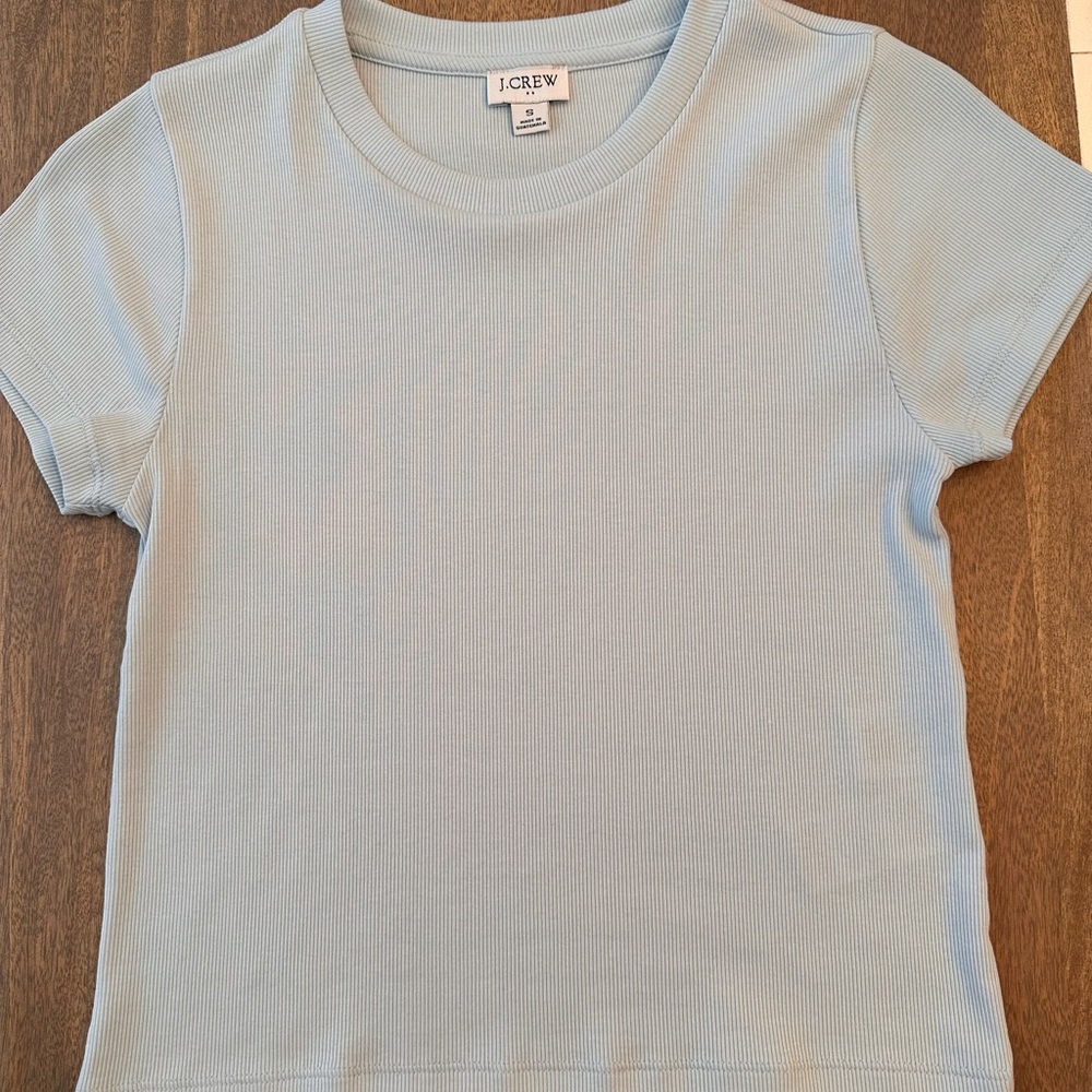 NEW J. Crew Factory Cropped Crewneck Baby Ribbed Tee (Size Small) - Picture 4 of 6
